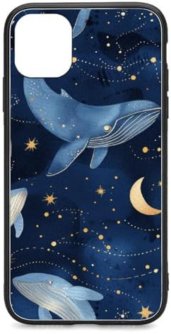 CRIVOTA Hülle Für iPhone 11 - Ganz Neues Wal-Design, Glas-Rückseite + TPU, Natürliches Gefühl, Militärstandard Getestet, Perfekte Passform, Handyhüllen Für Jungen Mädchen