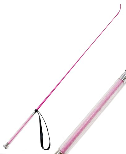 Luynro Horse Dressage Whip 43inch/47inch,Pig Whip Training Livestock Stick with Wristband,Comfortable Gel Handle (Pink, 43inch)