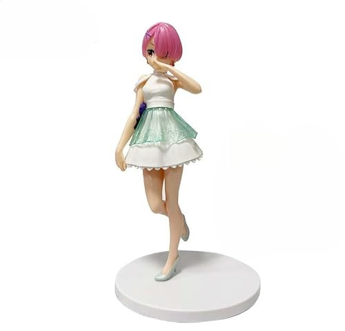 REOZIGN REM, Ram-Figur, stehend, niedliches Kleid, Anime-Figuren, 19 cm, handgefertigt, PVC, Charaktermodell, PVC, Dekoration, Geschenke (b)