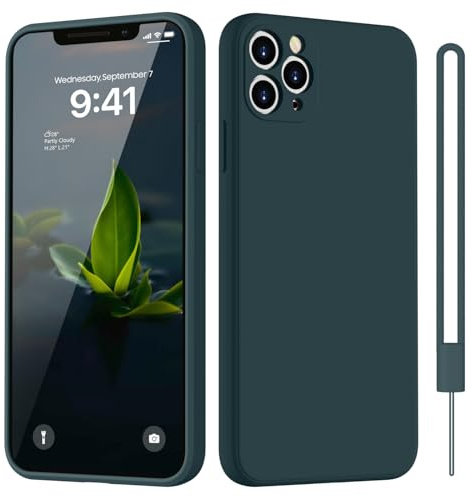 HGH für iPhone 11 Pro Max Hülle Silikon mit Lanyard, Handyhülle für iPhone 11 Pro Max Dünn Rundumschutz mit Microfiber-Innenfutter Kratzfest Schutzhülle Case 6.5 Grün
