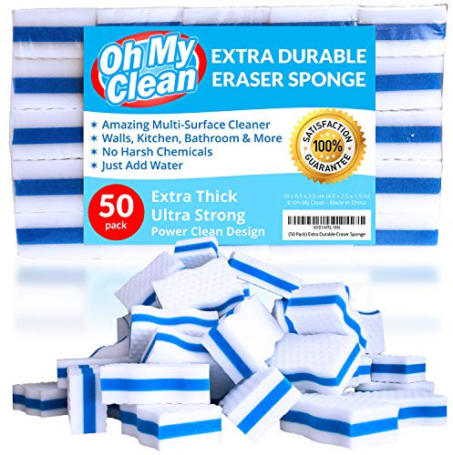 Confezione da 50 spugne extra resistenti, extra spesse, spugne magiche in melamina per la pulizia di pareti, cucina, bagno, pavimenti e battiscopa