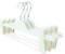 famyShop 10 Stück Hosenbügel, Hosenspanner weiß, Kunststoff-Kleiderbügel für Hosen & Röcke, rutschfest, mit verschiebbaren & gummierten Klammern, stabil, ca. 36cm