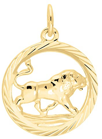 My Gold Damen Herren Kinder Anhänger Sternzeichen Löwe Gold 333 (Ohne Kette) Echtes Gelbgold (8 Karat) Ø 15mm Rund Tierkreiszeichen Gavno A-04433-G302-Löw