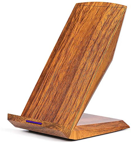 GreatCool Chargeur sans Fil à Grain de Bois avec 2 bobines,Chargeur inductif qi sans Fil,Station de Charge Rapide,Chargeur à Induction 10W 5W pour iPhone X/8/8 Plus Samsung Galaxy S9/S8/S7/S6 Edge