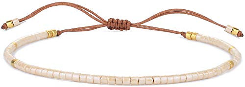KELITCH Miyuki In Rilievo Braccialetti Amicizia Corda Sottile Braccialettille Donne Handmade Braccialetti Attorcigliati Gioielli (Beige)