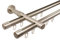 iso-design Gardinenstange Innenlauf 2-läufig 20 mm Durchmesser Farbe Edelstahl Wandmontage Gardinenstangenkomplettset aus Metall Innenlaufstangen Endstück Kappe, 140 cm