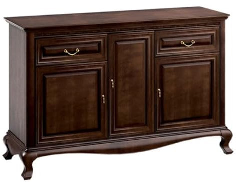 Casa Padrino Luxus Jugendstil Kommode mit 3 Türen und 2 Schubladen Dunkelbraun 148,3 x 45,6 x H. 95 cm - Luxus Qualität