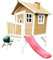 AXI Robin Maison Enfant avec Toboggan Rouge | Aire de Jeux pour l'extérieur en Marron & Blanc | Maisonnette/Cabane de Jeu en Bois FSC