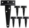 JIZZU 6Pcs T Hinges, 5 inch Heavy Duty Door Hinge Garden Gate Hinges with Screws, Shed Door Hing for Sheds, Windows, Fence, Barn Gates, Garage (Black)