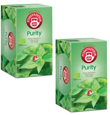 Pompadour 1913 | Tisana Biologica Purificante | Infuso BIO Ortica e Tè Verde - 2 x 20 Bustine di Tè (64 Gr)