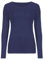 Hamishkane Ladies Long Sleeve Round Neck Plain Casual Basic Stretchy Fitted Womens T-Shirt Top Navy
