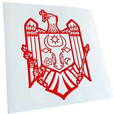 Kiwistar - Autocollant - blason Moldavie - 50x40cm - rouge - G50 - Pour voitures, vélos, véhicules, motos, cyclomoteurs, tuning, vitres arrière