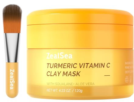 ZealSea Maschera Viso Vitamina C Curcuma - Maschera Alla Curcuma per le Macchie Scure - Pellicola di Fango Detergente per la Cura Della Pelle, 120g