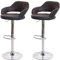 2er-Set Barhocker HWC-F16, Barstuhl Tresenhocker Drehhocker, mit Lehne Kunstleder - braun-schwarz
