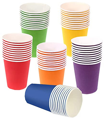 Multicolor Partybecher, 60 Stück Party Pappbecher, Papier Becher, Pappbecher für Partys, für Partys, Familienfeiern Oder Andere Anlässe (6 Farben)