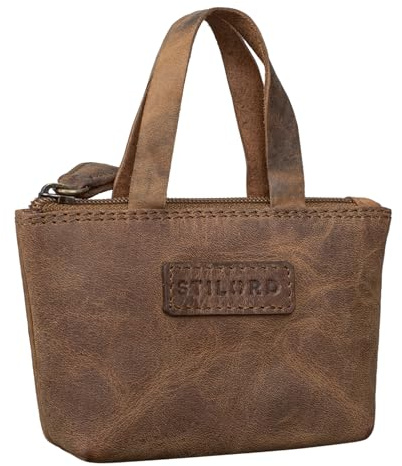STILORD Laura Mini Schlüsseletui Damen Leder Schlüssel-Tasche Extra Kleine Münzbörse Kleingeld Geldbörse Leder RFID Schutz und Lieferung in Geschenkbox Farbe:mittel - braun