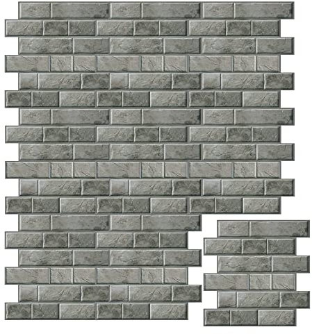 5 x 3D-Wandpaneele zum Abziehen und Aufkleben, 30,5 x 30,5 cm, U-Bahn-Fliesen, selbstklebende Tapete, zum Aufkleben auf Wandfliesen, Küchenrückwand, wasserdicht, für Badezimmer, Wohnzimmer, Kamin