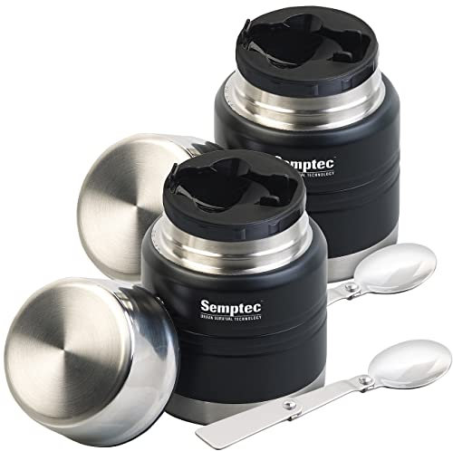 Semptec Urban Survival Technology Warmhaltebehälter: 2er-Set Vakuum Thermo-Schüsseln für Essen & Getränke, Löffel, 350ml (Kaffee Becher, Thermobehälter Edelstahl, Flaschenhalter)