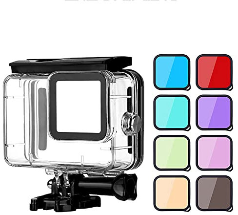 Custodia impermeabile per GoPro Hero 9/10 Nero, 60 m Subacquea Dive Caso Guscio Protettivo Con 8 Filtri Colorati per Go Pro Hero9 Hero10 Action Camera Accessori