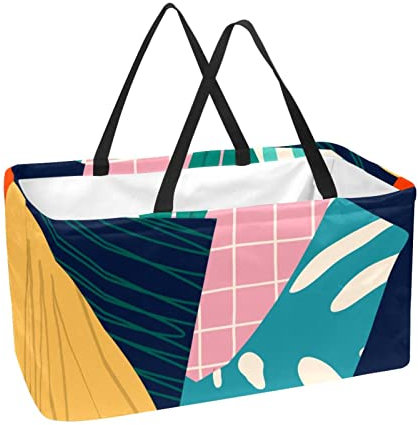Lurnise Panier Réutilisable Feuille De Palmier Florale Portable Pliant Pique-Nique Sacs D'épicerie Panier À Linge Shopping Sac Fourre-Tout