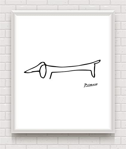 Leju Art Picasso Strichzeichnung Dackel Leinwand Wandkunst Dekoratives Kunstwerk Abstrakter Kunstdruck Tiere Poster Wandbilder für Wohnzimmer 30x42cm (12x17in) Rahmenlos