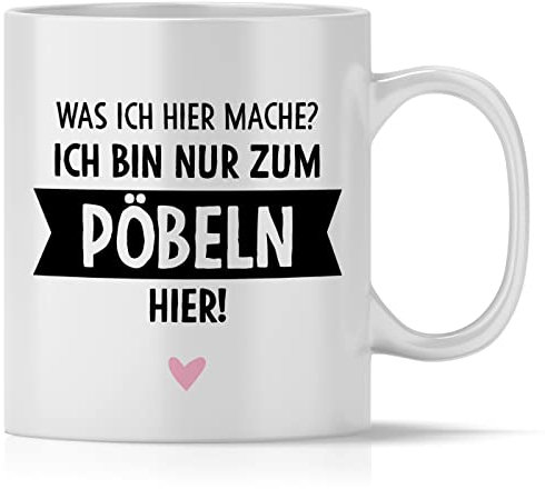 mindmonkeys® Tasse mit Spruch Pöbeln mit Spruch Witzig Geschenk Geschnekidee zum Geburtstag Keramik 300 ml
