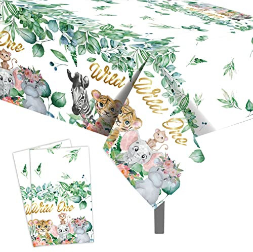 Dschungel Tiere Tischdecke, 130 x 220 cm Dschungel Tischdecke Geburtstag, 2 Stück Einweg Tischdecke Plastik Wasserdicht, Tischdecke Geburtstag Jungen Mädchen Dschungel Geburtstag Dekoration