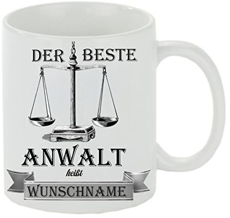 Crealuxe Kaffeetasse - Der Beste Anwalt heißt (Wunschname) - Spruchtasse, Bürotasse, bedruckte Keramiktasse, Tasse mit Spruch, Hochwertige Kaffeetasse, Tasse personalisiert (Weiß)