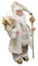LORENZON GIFT Ellegift Weihnachtsmann Weiß und Gold mit Zepter, Weihnachtsdekoration, Dekoration für Innen- und Außenbereich, aus Polyresin und Stoff, 46 cm hoch