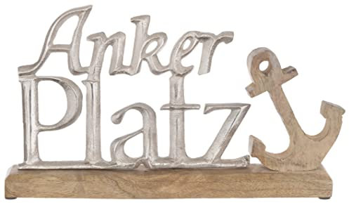 Brandsseller Deko-Schriftzug Anker Platz - ca. 31x19x5cm auf Mangoholz/Aluminium