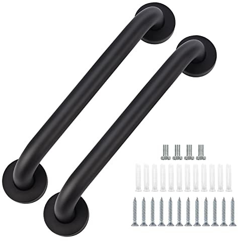 supregear Badezimmer Haltegriff, 2-Pack 40 cm Rutschfester Badezimmer Sicherheitsgriff aus 201 Edelstahl in Ölgeriebener Schwarzer Ausführung Handlauf, Wandmontiert mit Verdeckten Schrauben