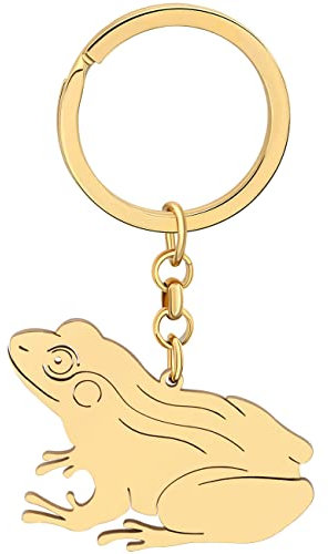 BAMAY Zierliche Frosch Schlüsselanhänger Edelstahl 18K Gold Schlüsselanhänger für Frauen Mädchen Sommer Geschenke Autoschlüssel Frosch Schlüsselanhänger (Golden)