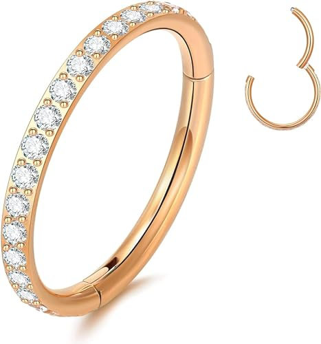 Piercing Ring 12mm Septum Piercing 18G Tragus Piercing Knorpel Ohrring Helix Nasenring Piercing Würfel Zirkon Conch Daith Helix Tragus Piercing Knorpel Ohrring Schmuck 316L Edelstahl Rosegold