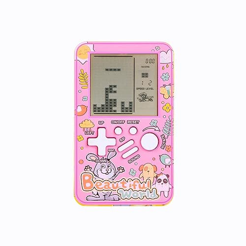 CZT Neue MINI Ziegel Spiel Videospielkonsole Handheld Konsole Kinder Puzzle Konsole 23*99 Retro Vintage Spiele Indoor Spielzeug Unterhaltungselektronik im Freien Spielzeug Geschenke (Pink)