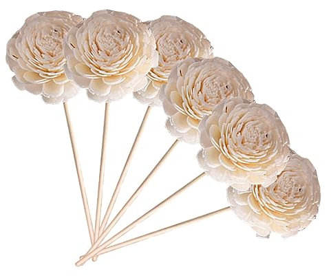 Warmhm 6st Rattan-trockenblumen Aromaflascheneinsätze Sticks Raumdiffusor-Stick Öl-duftstäbchen Nachfüllungen Für Duftdiffusorstäbchen Ölrohrdiffusor Kolben Weiß Pflanze Rattanstange