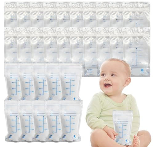 30 Stück Muttermilchbeutel, 200ml BPA-frei Muttermilch Aufbewahrung Bag, Milchbeutel Für Muttermilch Mit Doppelreihigem Verschluss