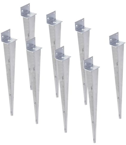 Aqbau® Support de Poteau à Enfoncer L 40 x 500 Support De Poteau Douille D'enfoncement Douille De Sol à Enfoncer Galvanisée à Chaud (8 pièces)
