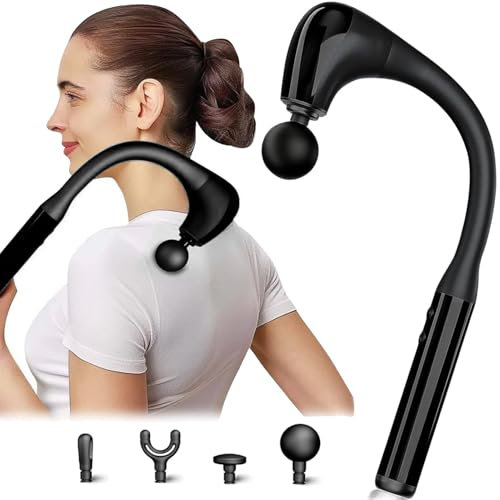 Zooma Massagepistole, Massage Gun Handle, Massagegerät Rücken, Muskel Percussion Massagegerät Elektrische, Handmassagegerät für zuhause, 4 Köpfe Massage Gun für Ganzer Körper