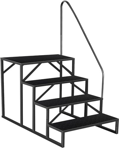 Marche Pied pour Camping Car, Escabeau Marches, Étape de Caravane, 299 kg de Charge Accessoires Camping Car, Escalier pour Caravane, Garage, Bain à remous, Porche, Piscine Hors Sol (4Étape 1 P)