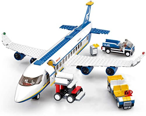 AKOGD Flugzeug Bausteine mit Flughafen Terminal und LKW, 463 Teile Stadt Passagier Flugzeug Bausatz, Klemmbausteine Bauset Konstruktionsspielzeug Set