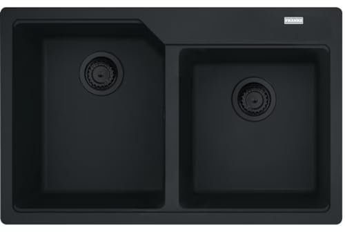 Kitchen Sink Made of Granite (Fragranite) with a Double Bowl from Franke Urban UBG 620-36-33 - Black matt/Black Drainer - 114.0693.540