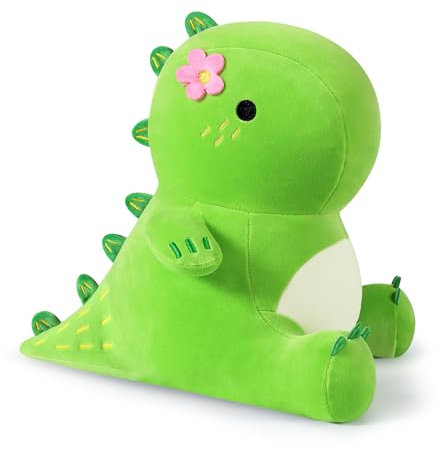 shownicer Plüschtier Dinosaurier Kuscheltier Stofftier Kawaii Dino Plüsch Kissen Spielzeug Plüschsaurier Wurfkissen Schmusetier Geschenk für Kinder Mädchen 12+ Jahre (Grün Kaktus, 35cm)