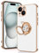 Tveinan iPhone 15 Case with 360° Rotation Ring Holder Stand, Slim Soft Shockproof Cover with Magnetic Car Holder, Flexible TPU Phone Case - White