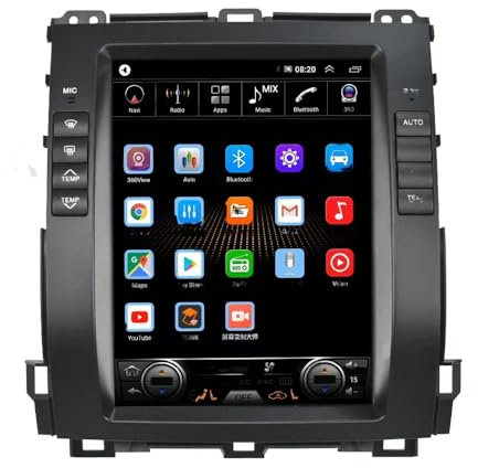 Android 11 Radio Coche Estéreo para Toyota Prado 120 Land Cruiser 2002-2009 9.7 Pantalla Vertical Autoradio con Navegación GPS/FM/RDS/WiFi/4G/BT/CarPlay+Cámara Trasera