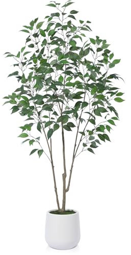 CROSOFMI Künstliche Ficus Pflanzen 180cm Groß Fake Tropische Plastik Pflanze im Topf für Indoor Outdoor Haus Büro Garten Dekoration（1 Pack）