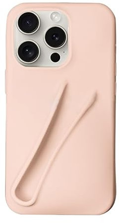 TRADAY Funny Cute Lipstick Phone Case for iPhone 15 Pro Max - Protective Silicone Shockproof Slim - Stylish Case Compatible with iPhone 15 Pro Max (Pale Pink)