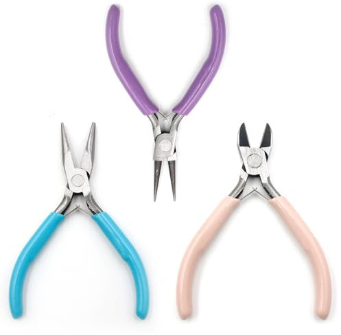 3 Pcs Jewellery Making Pliers,Jewelry Making Pliers Tools with Needle Nose Pliers/Chain Nose Pliers/Wire Cutter PliersUsed for Jewellery Repair, handicrafts,Jewellery Making Supplies