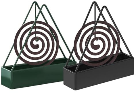 Lot de 2 Support Triangulaire pour Bobine de Moustiques, Porte Encens Spirale Anti Moustique en Fer, Porte Spirale Anti Moustique pour Maison, Adapté à Une Utilisation Intérieure et Extérieure