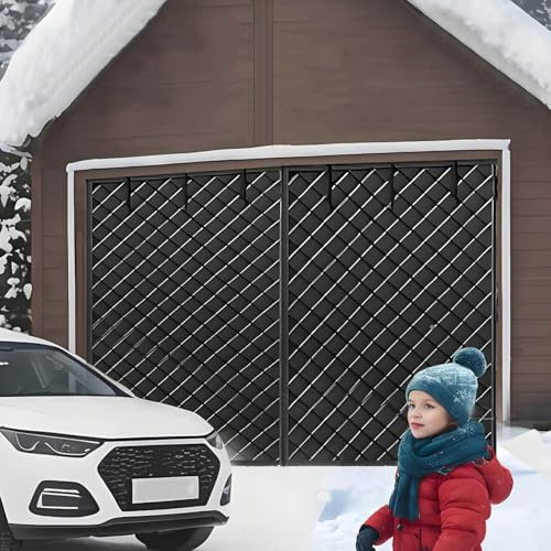Rideau De Porte Isolation pour Garage 244x214cm Rideau De Porte Magnétique À Isolation Thermique Grande Couverture D'écran De Porte De Garage Résistant Aux Intempéries(Noir,Width275*Height214cm)