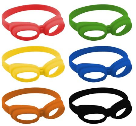 Hangsu Bierflaschen-Etiketten, Set mit 6 Bierflaschen-Aufklebern, bunte Bierbrillen-Form, Silikon, Weinglas-Marker für Partys und Versammlungen